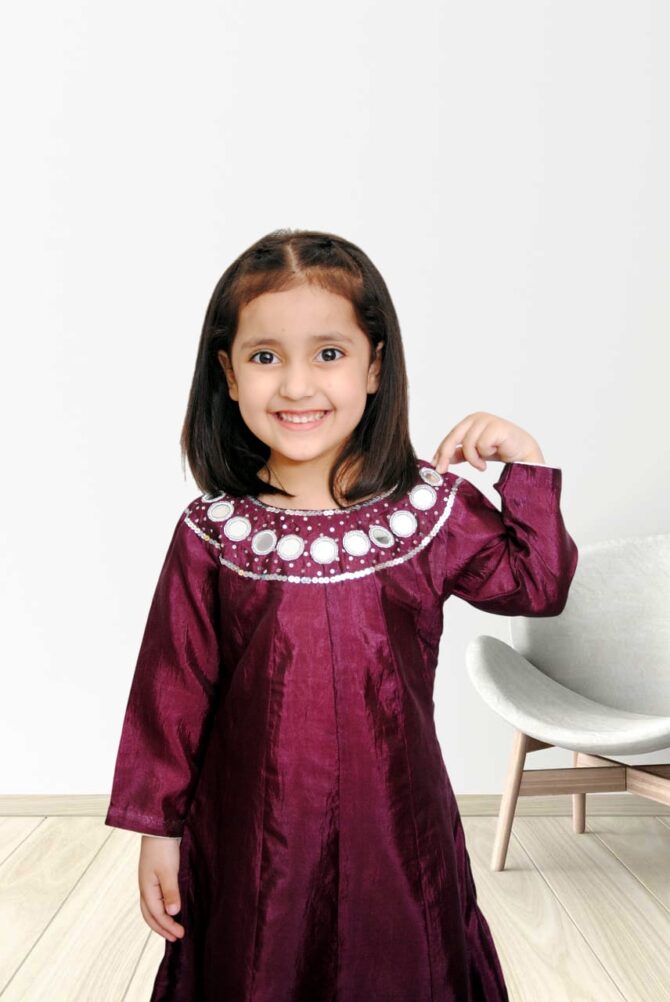 Plum Raw Silk Frock - Image 2