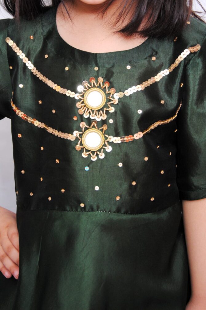Green Raw Silk Dress - Image 2