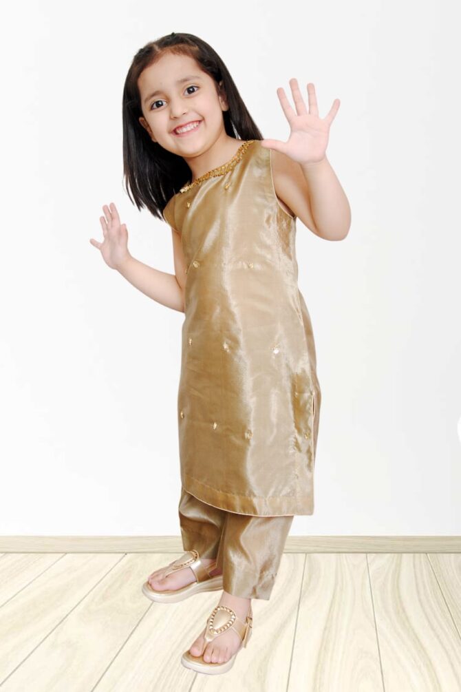Golden Raw Silk Dress
