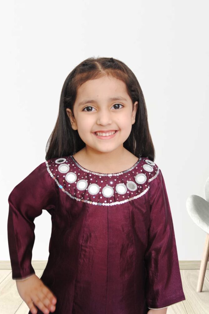 Plum Raw Silk Frock - Image 3