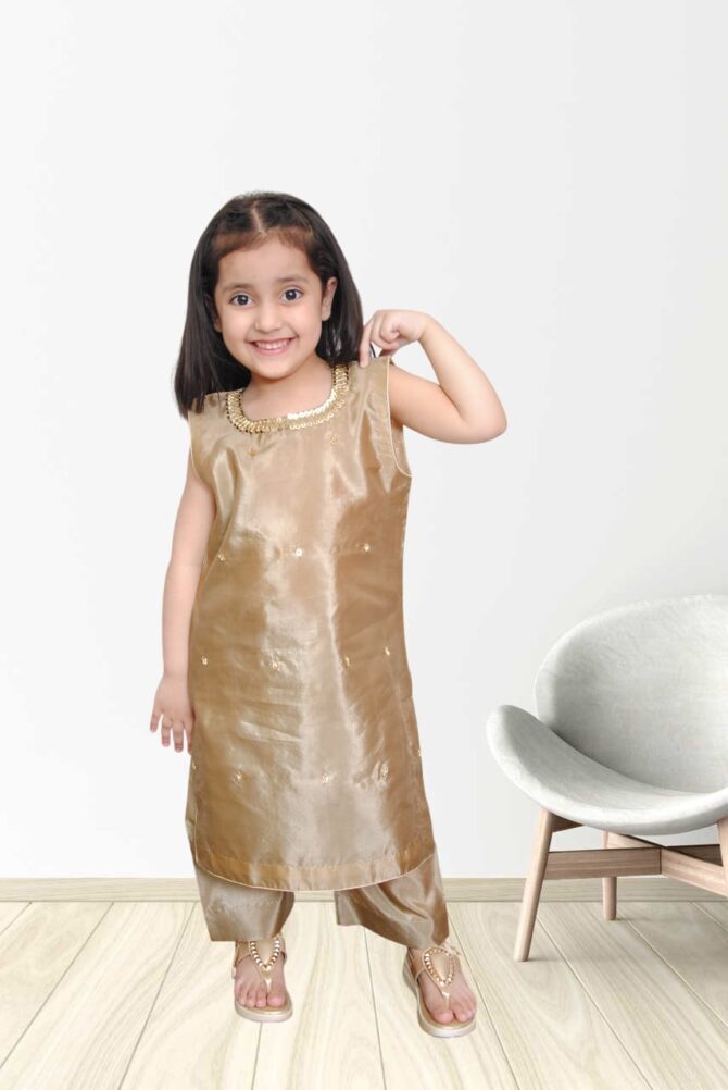 Golden Raw Silk Dress - Image 4