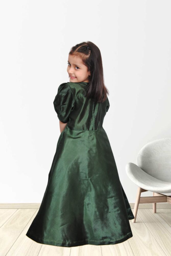 Green Raw Silk Dress - Image 3