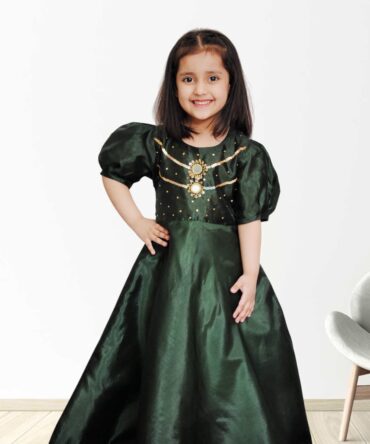 Green Raw Silk Dress