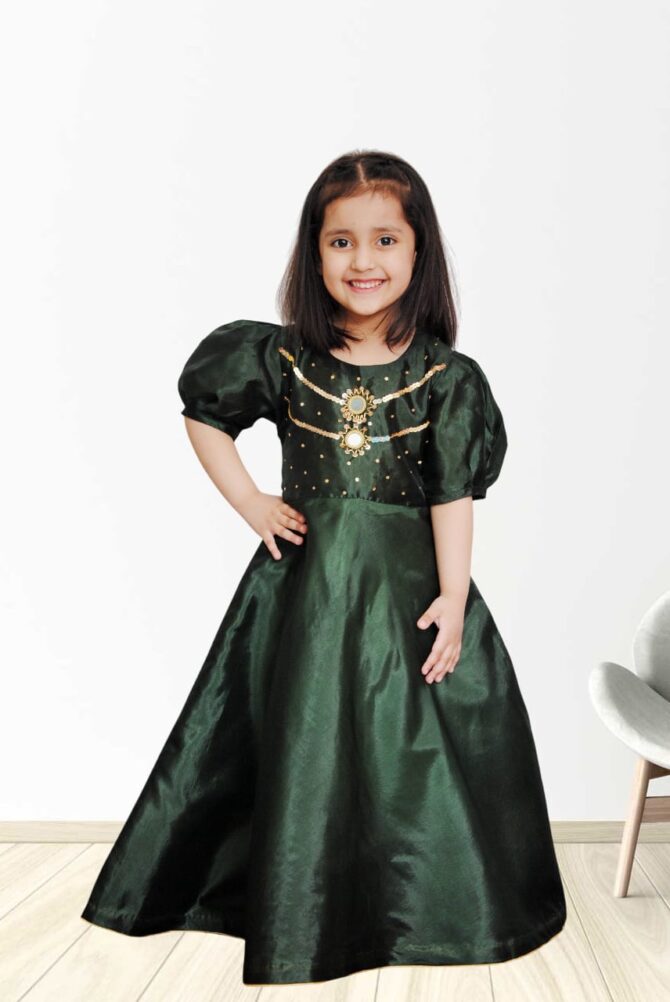 Green Raw Silk Dress