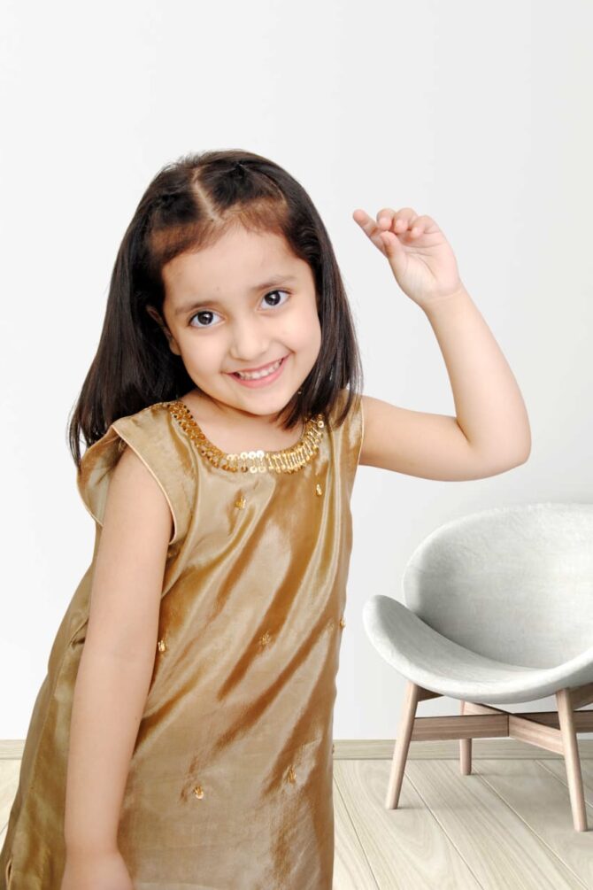 Golden Raw Silk Dress - Image 2